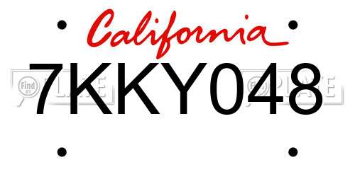 7KKY048 California License Plate