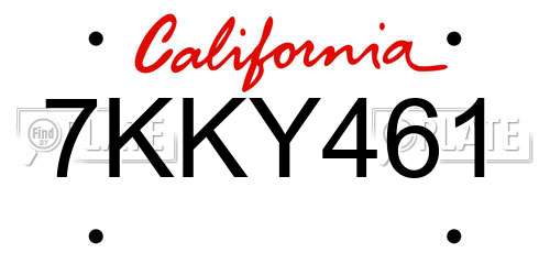 7KKY461 California License Plate