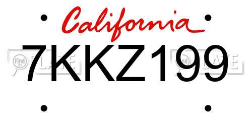 7KKZ199 California License Plate
