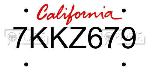 7KKZ679 California License Plate