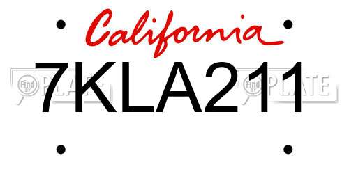 7KLA211 California License Plate