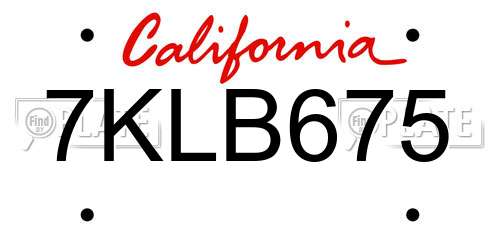 7KLB675 California License Plate