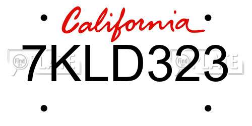7KLD323 California License Plate