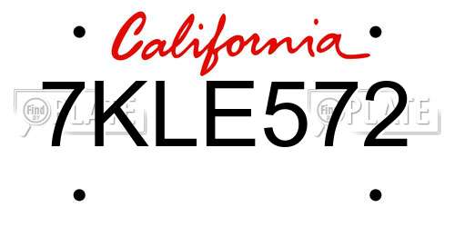 7KLE572 California License Plate