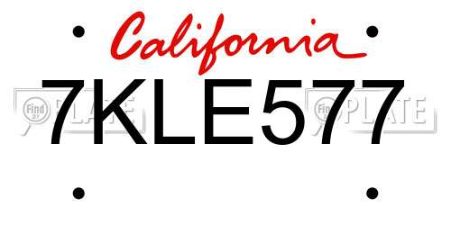7KLE577 California License Plate