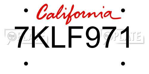 7KLF971 California License Plate