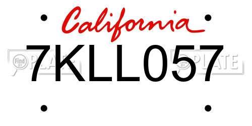 7KLL057 California License Plate