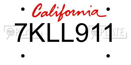 7KLL911 California License Plate