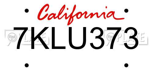7KLU373 California License Plate