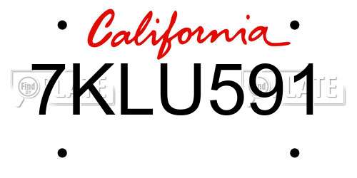 7KLU591 California License Plate
