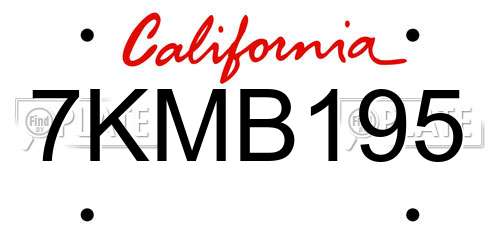 7KMB195 California License Plate