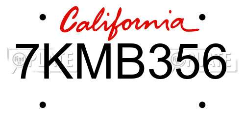 7KMB356 California License Plate
