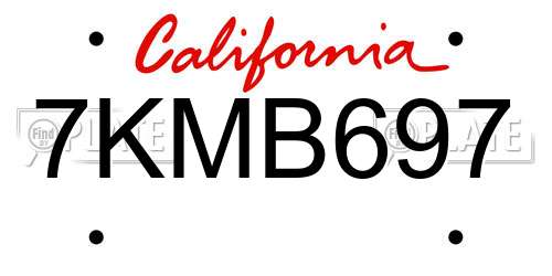 7KMB697 California License Plate