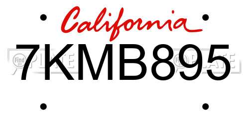 7KMB895 California License Plate