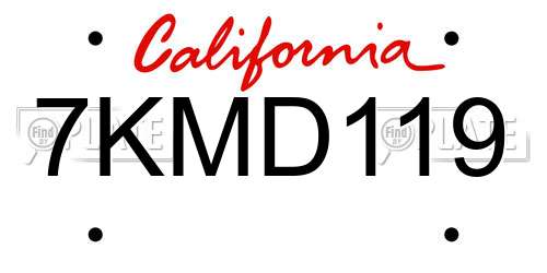 7KMD119 California License Plate