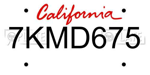 7KMD675 California License Plate