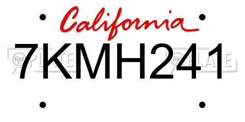 7KMH241 California License Plate