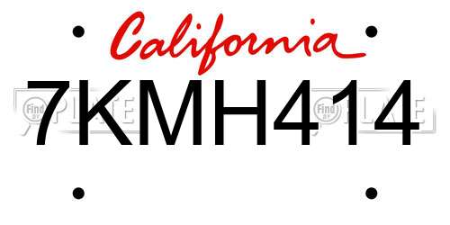 7KMH414 California License Plate