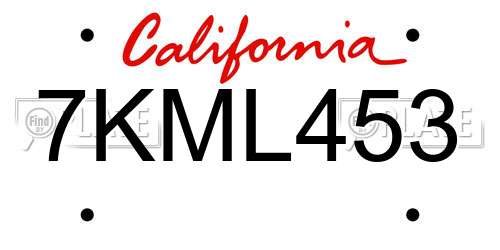 7KML453 California License Plate