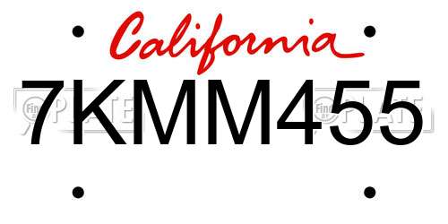 7KMM455 California License Plate