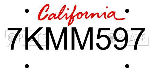 7KMM597 California License Plate