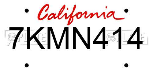 7KMN414 California License Plate