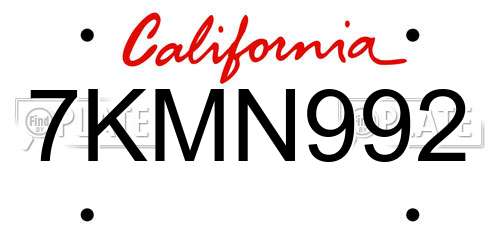 7KMN992 California License Plate