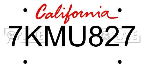 7KMU827 California License Plate