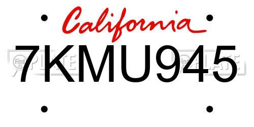 7KMU945 California License Plate