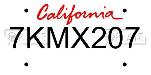 7KMX207 California License Plate