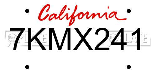 7KMX241 California License Plate