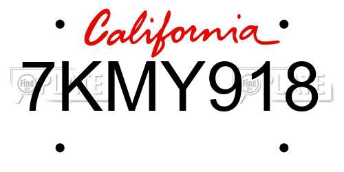 7KMY918 California License Plate