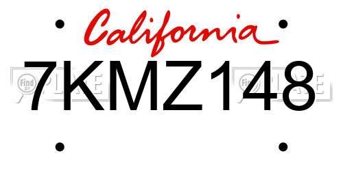 7KMZ148 California License Plate