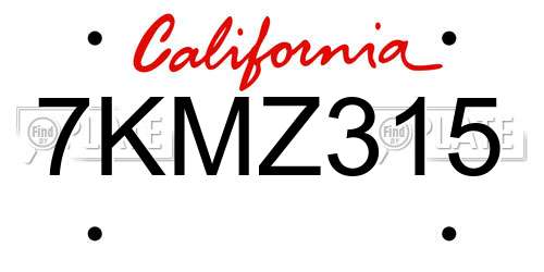 7KMZ315 California License Plate