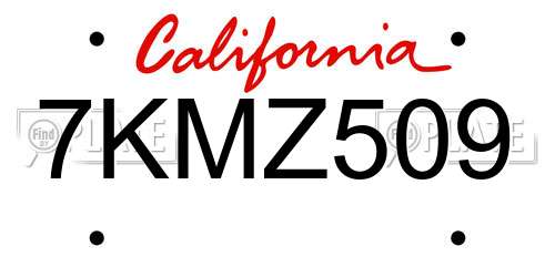 7KMZ509 California License Plate