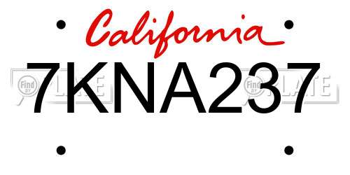7KNA237 California License Plate