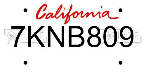 7KNB809 California License Plate