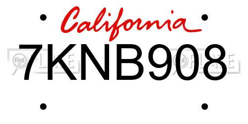 7KNB908 California License Plate