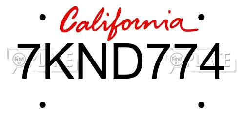 7KND774 California License Plate