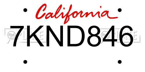 7KND846 California License Plate