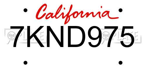 7KND975 California License Plate
