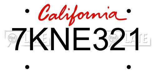 7KNE321 California License Plate