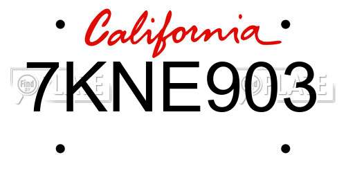 7KNE903 California License Plate