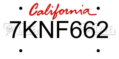 7KNF662 California License Plate