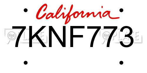 7KNF773 California License Plate