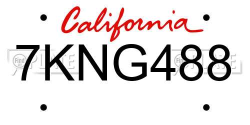 7KNG488 California License Plate