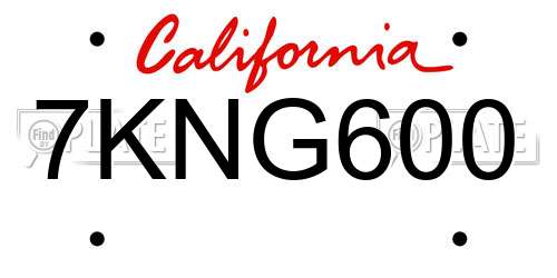 7KNG600 California License Plate