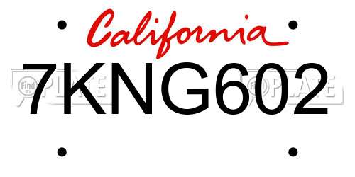 7KNG602 California License Plate