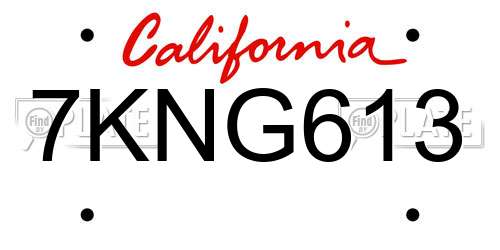 7KNG613 California License Plate