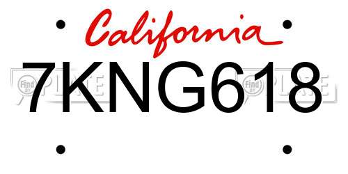 7KNG618 California License Plate